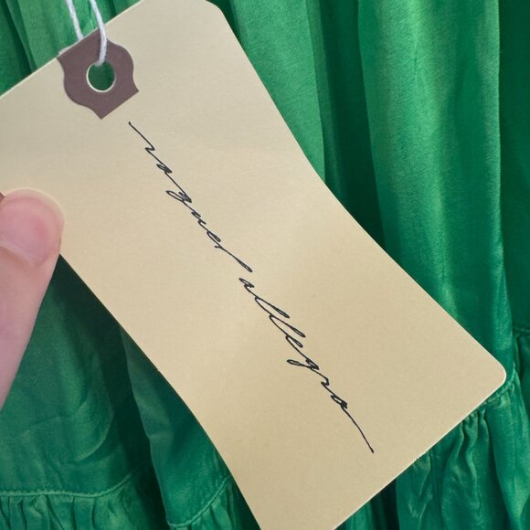 Raquel Allegra Apple Green Satin Dress Size 2 (Medium) NEW - Picture 11 of 12